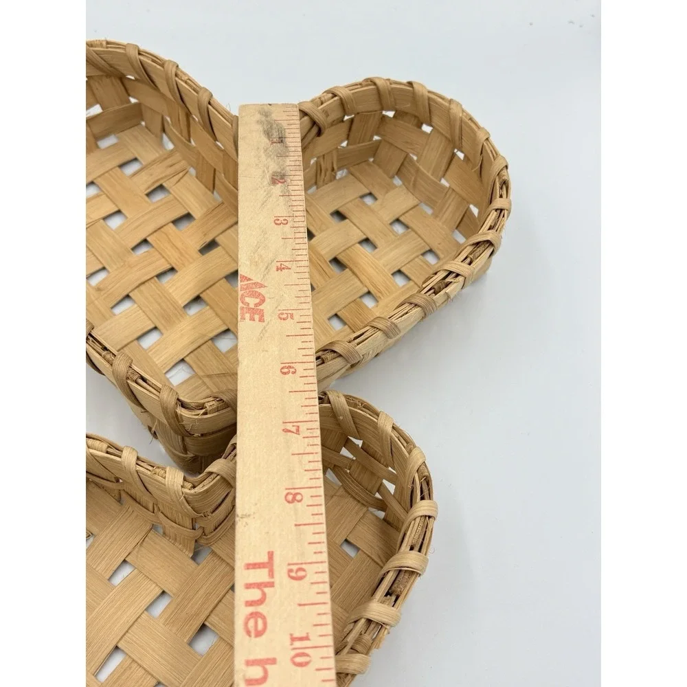 Heart Shaped‎ Wicker Wood Woven Basket Set Of 2